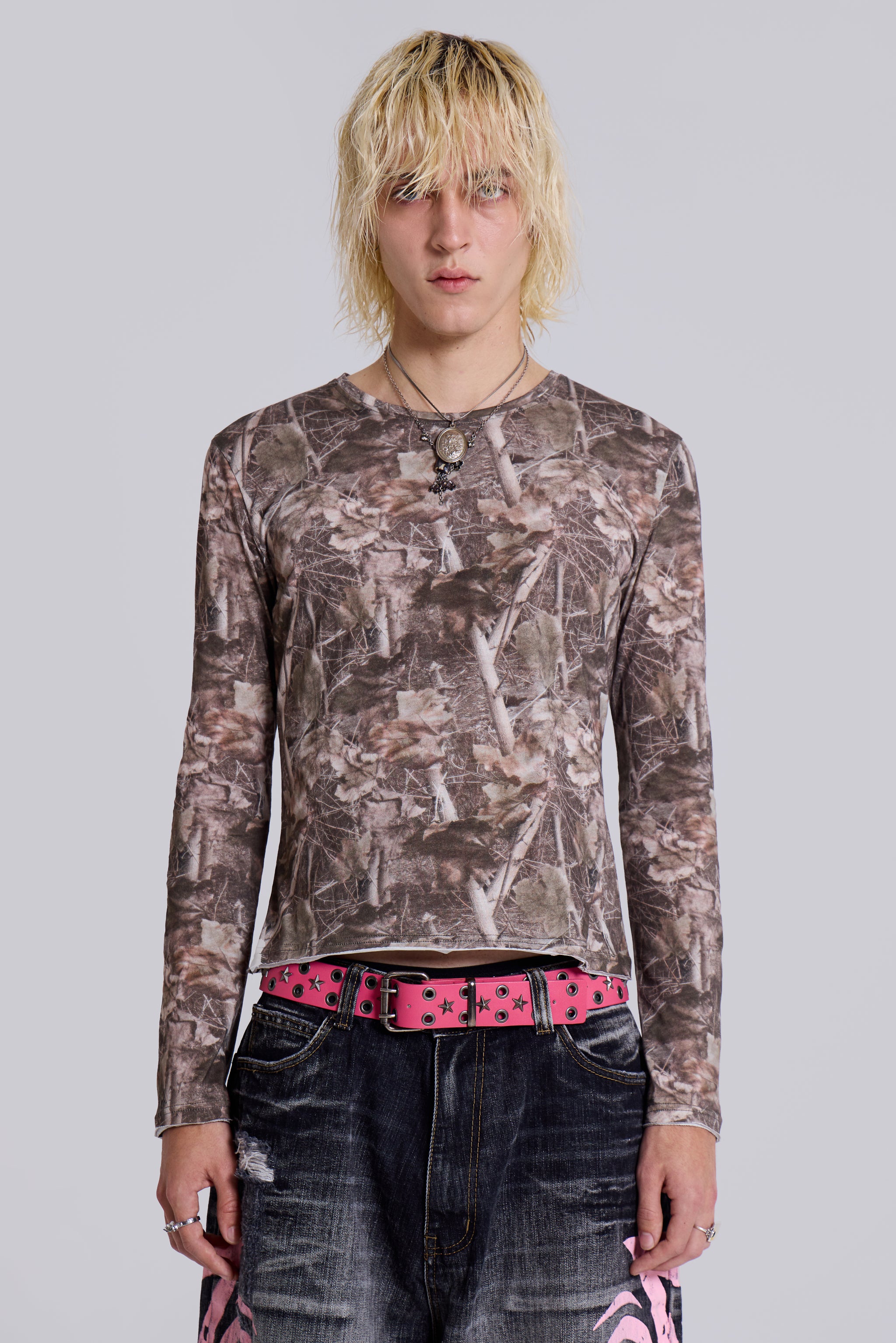 Long Sleeve Woodland Print Top