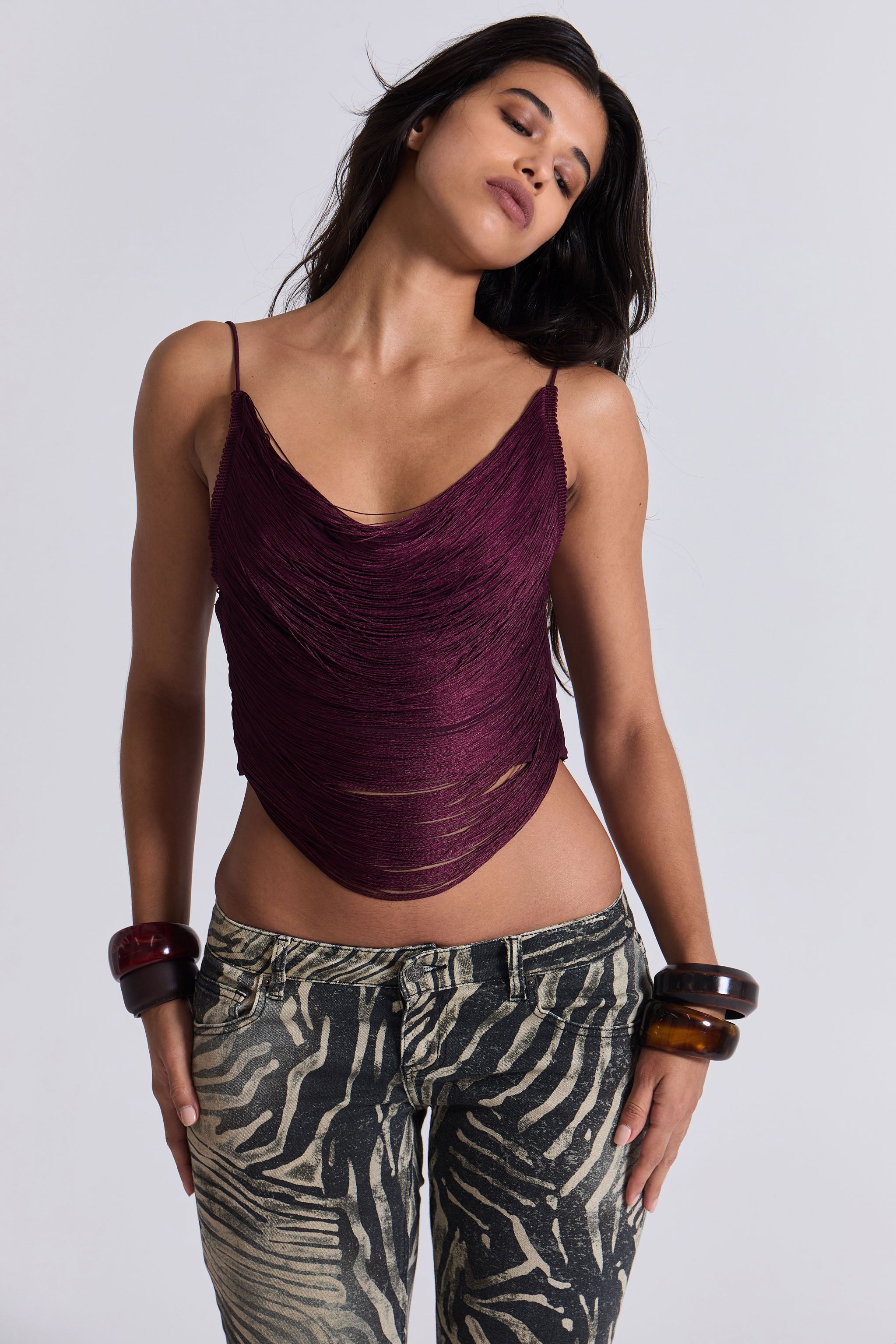 Stylish Lavinia Backless Fringe Blouse