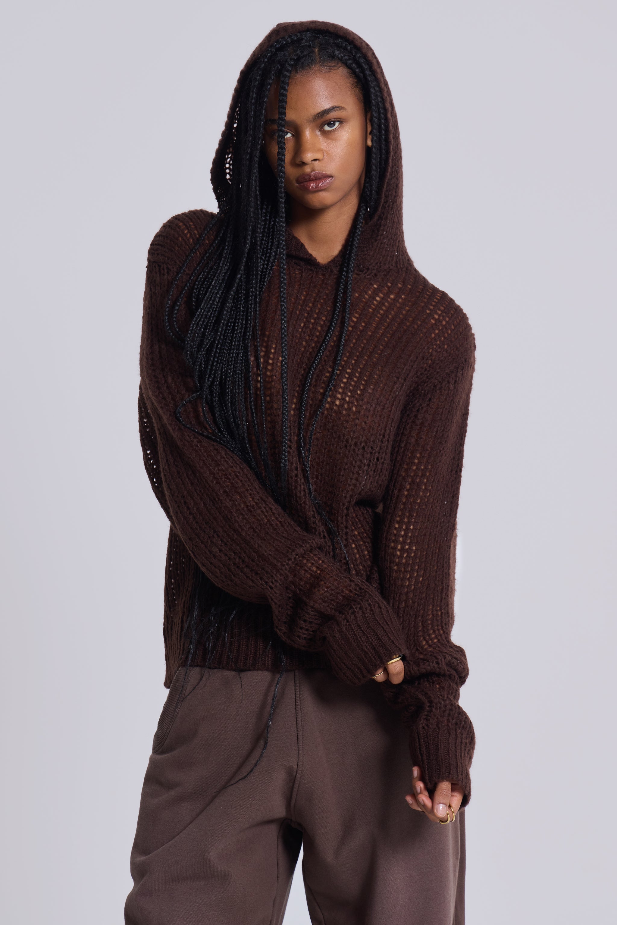 Breathable Open Gauge Knit Hoodie
