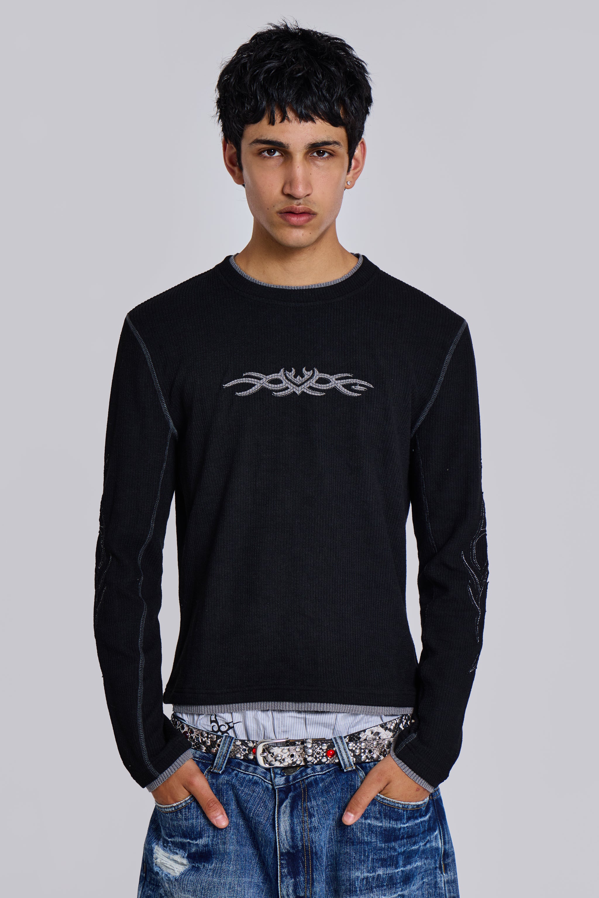 Black Tattoo Print T-Shirt