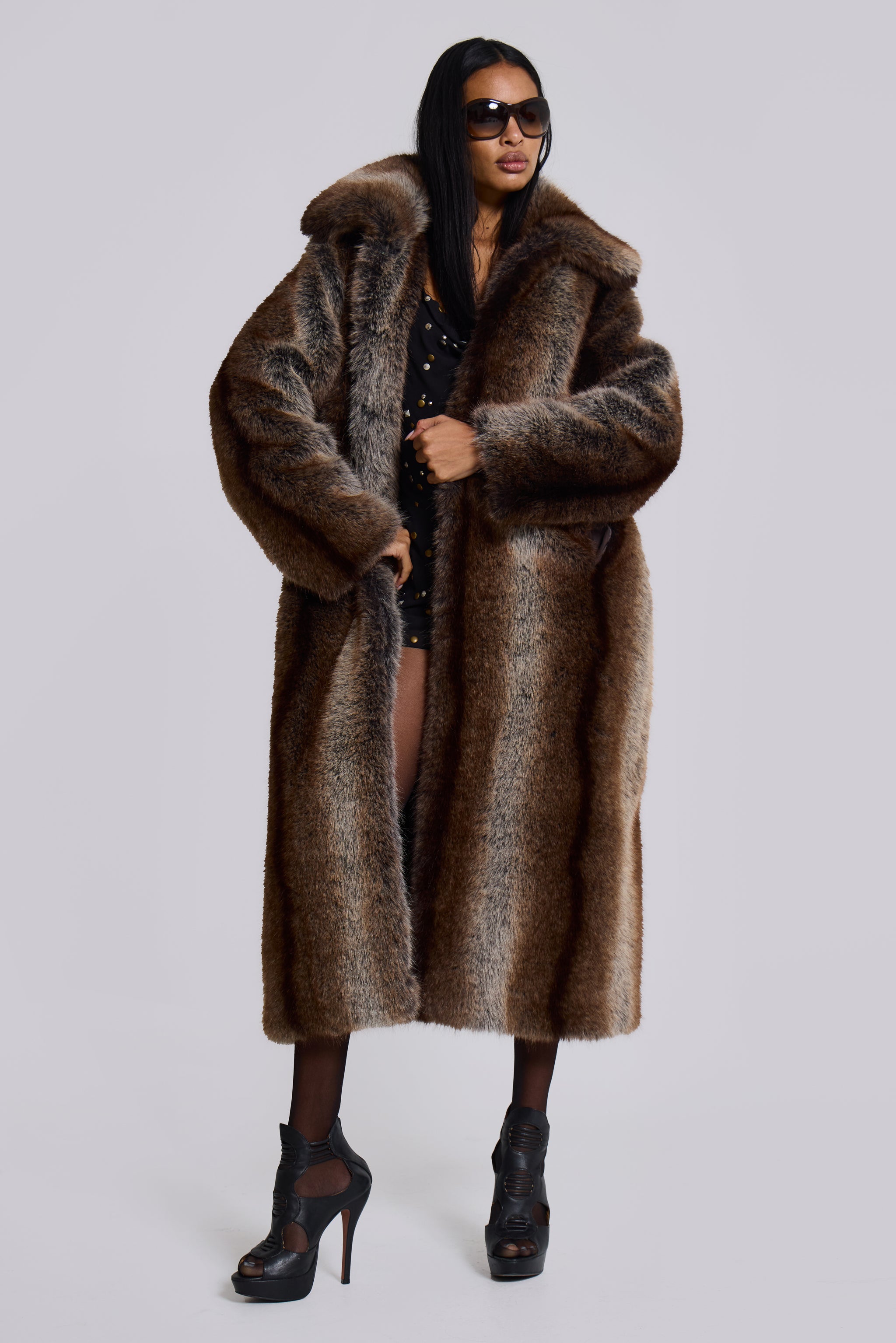 Agyness Brown Faux Fur Winter Coat
