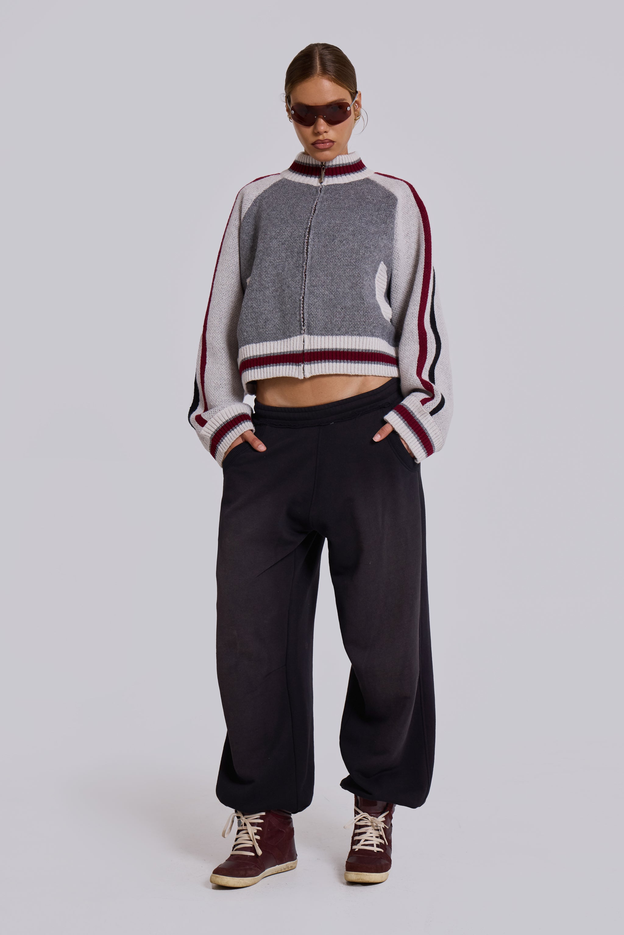 Black Baggy Joggers with Cuffed Hem