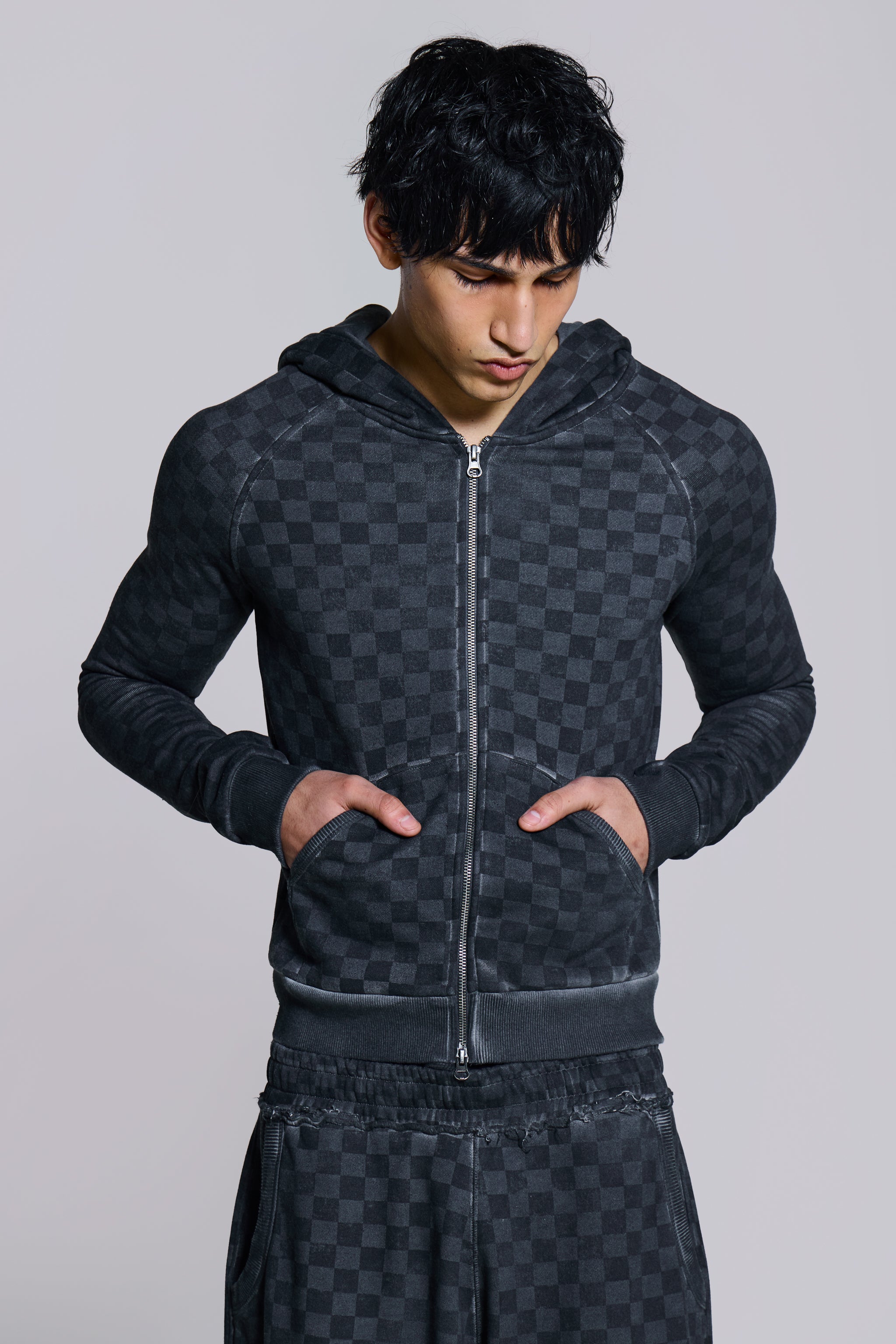 Checkerboard Print Mini Hoodie for Kids