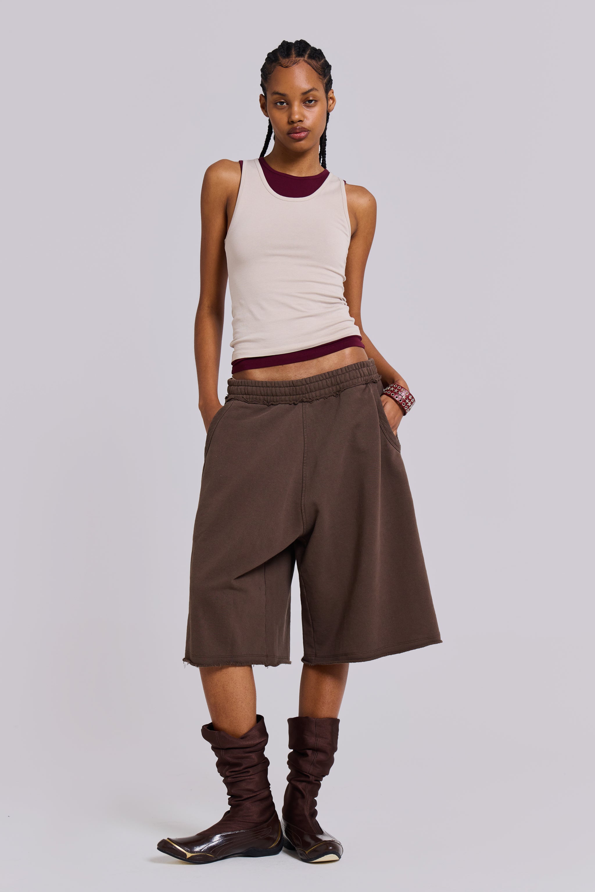Monster Brand Brown Jogger Shorts for Men