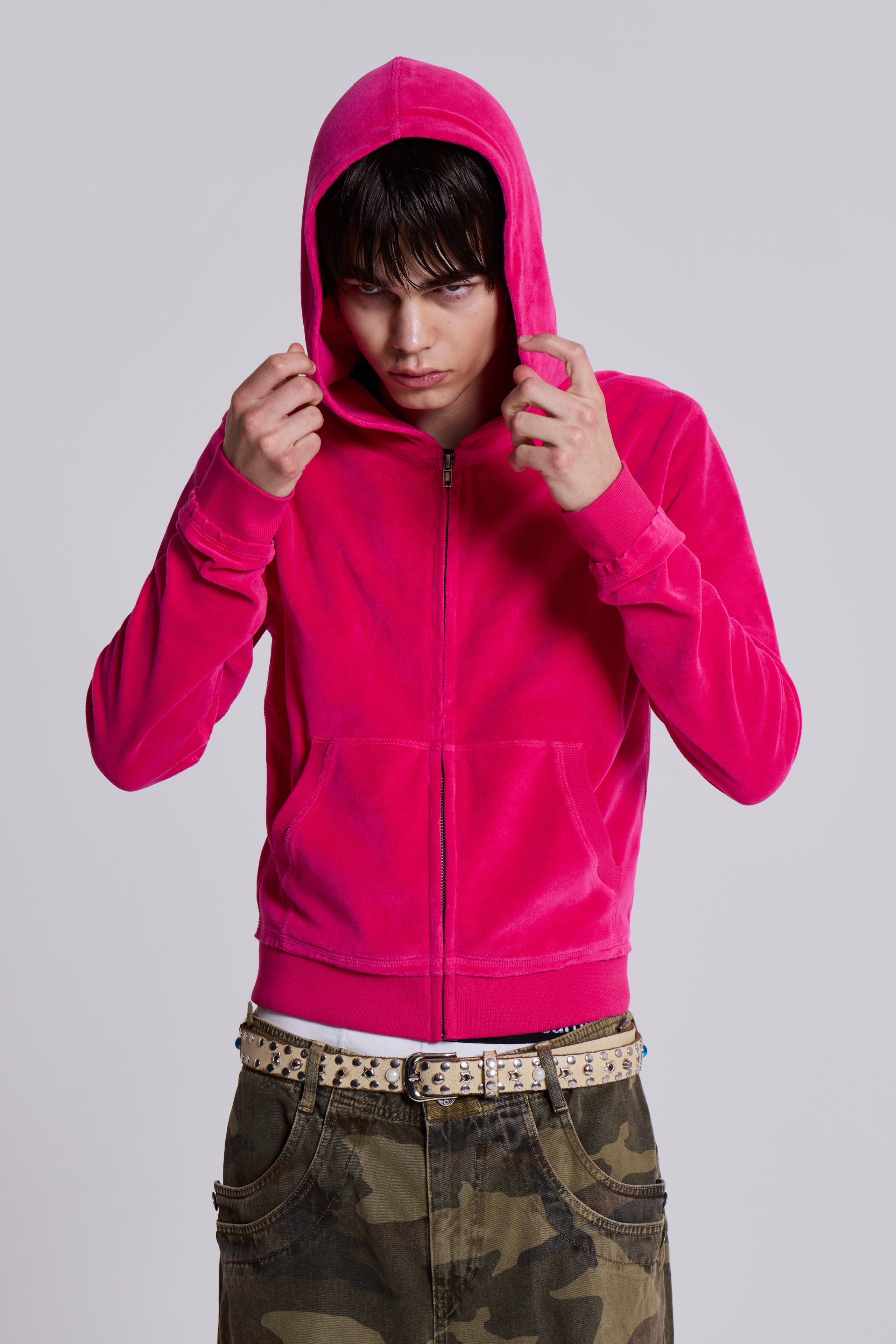 Pink Velour Hoodie - Soft & Stylish Pullover