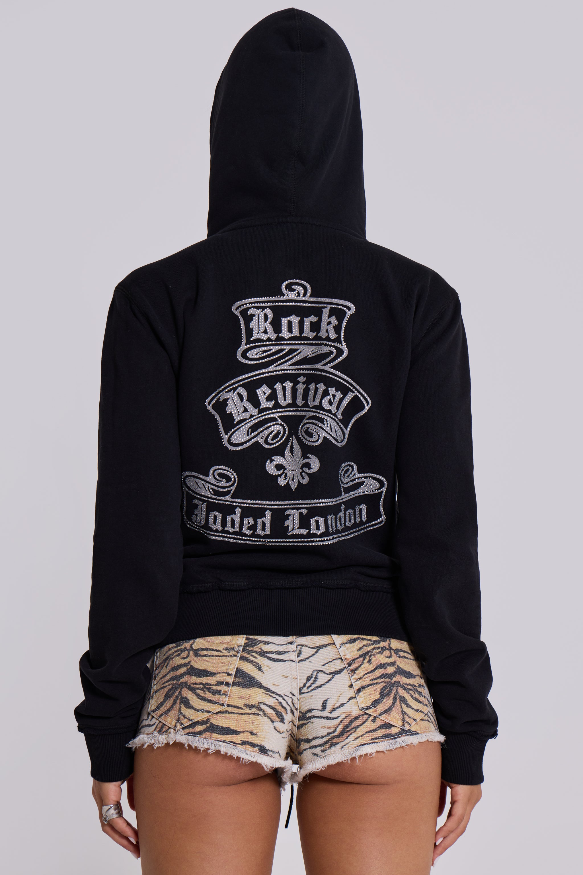 Rock Revival Diamante Hoodie with Mini Monster Design